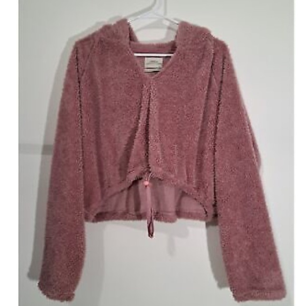 Urban Outfitters Pink Fuzzy Cropped Hoodie